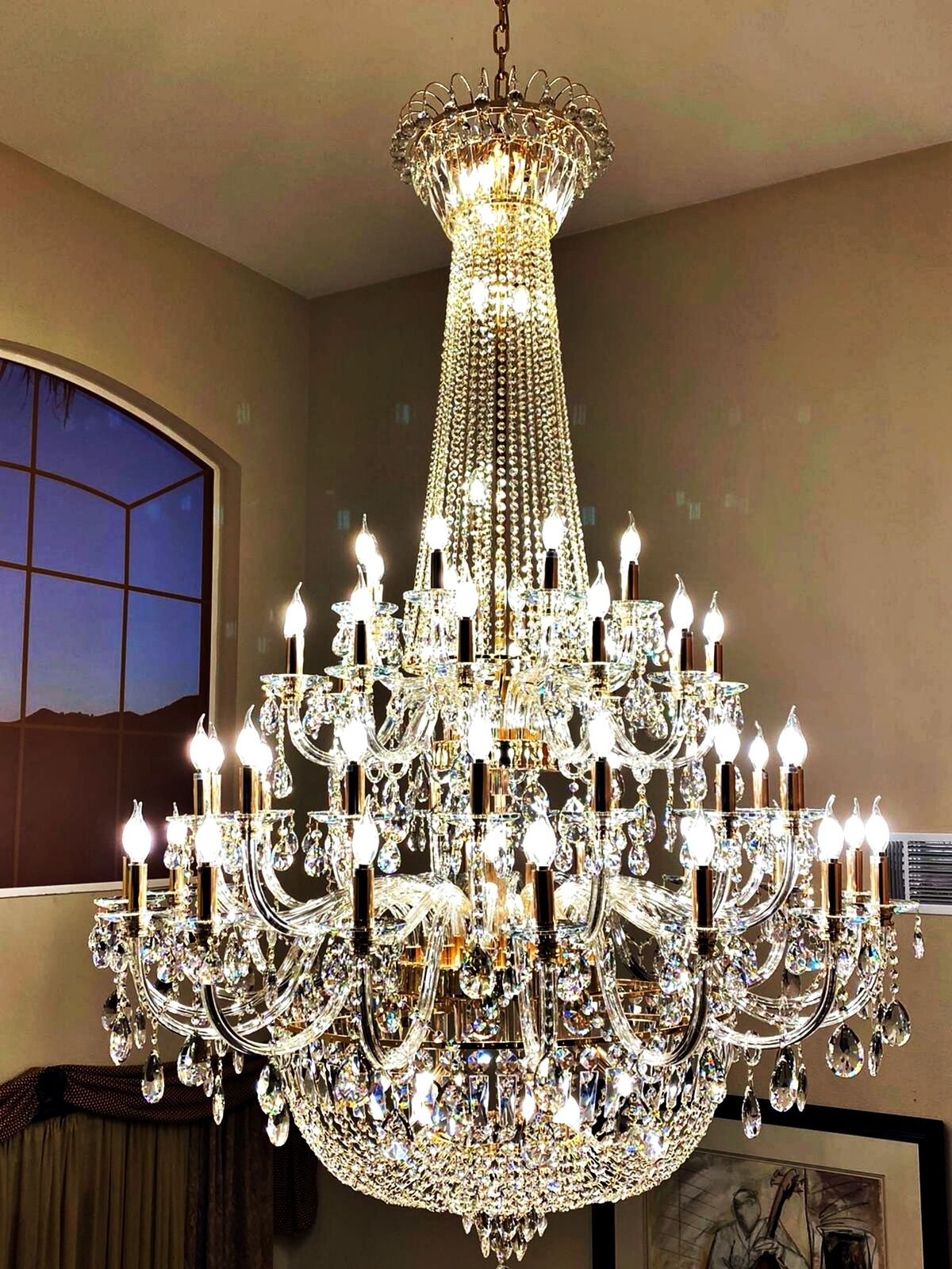 Extra Large European-style Multi-layers Candle Luxury Crystal Chandelier Gold Art Foyer/Staircase Decorative Light Fixture - 4 Layers /52+10 Lights/D57.1"*H78.7"(D145cm*H200cm)/120kgGoldWarm LightBlushlighting