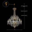 Extra Large European-style Multi-layers Candle Luxury Crystal Chandelier Gold Art Foyer/Staircase Decorative Light Fixture - 4 Layers /52+10 Lights/D57.1"*H78.7"(D145cm*H200cm)/120kgChromeWarm LightBlushlighting
