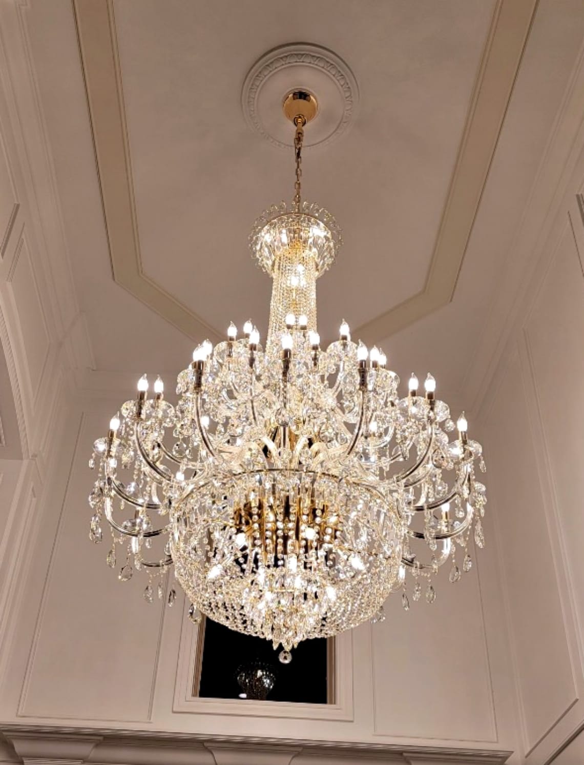 Extra Large European-style Multi-layers Candle Luxury Crystal Chandelier Gold Art Foyer/Staircase Decorative Light Fixture - 4 Layers /52+10 Lights/D57.1"*H78.7"(D145cm*H200cm)/120kgGoldWarm LightBlushlighting