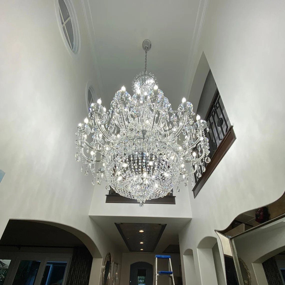 Extra Large European-style Multi-layers Candle Luxury Crystal Chandelier Gold Art Foyer/Staircase Decorative Light Fixture - 4 Layers /52+10 Lights/D57.1"*H78.7"(D145cm*H200cm)/120kgGoldWarm LightBlushlighting
