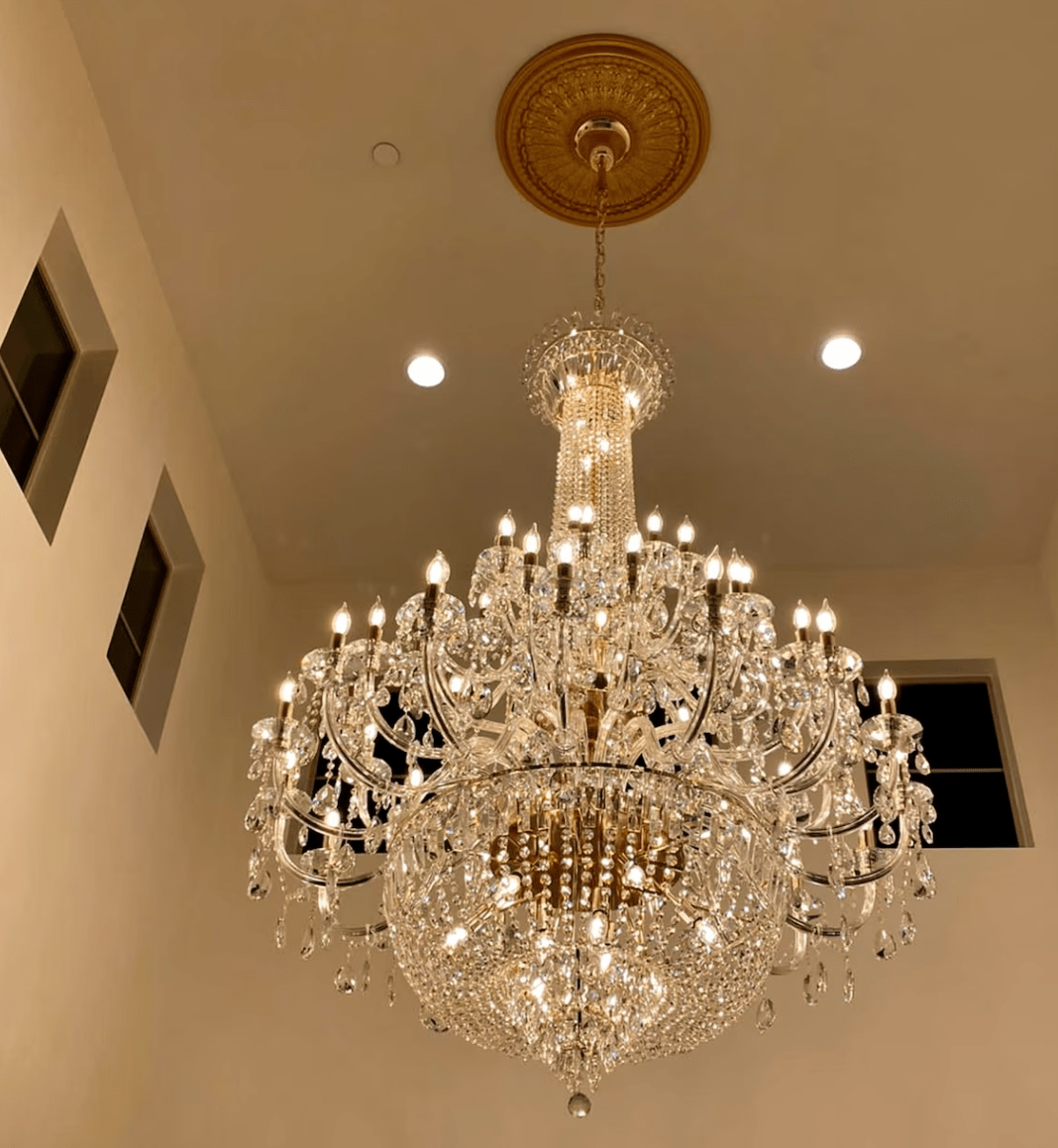 Extra Large European-style Multi-layers Candle Luxury Crystal Chandelier Gold Art Foyer/Staircase Decorative Light Fixture - 4 Layers /52+10 Lights/D57.1"*H78.7"(D145cm*H200cm)/120kgGoldWarm LightBlushlighting