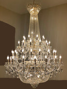 Extra Large European-style Multi-layers Candle Luxury Crystal Chandelier Gold Art Foyer/Staircase Decorative Light Fixture - 4 Layers /52+10 Lights/D57.1"*H78.7"(D145cm*H200cm)/120kgGoldWarm LightBlushlighting