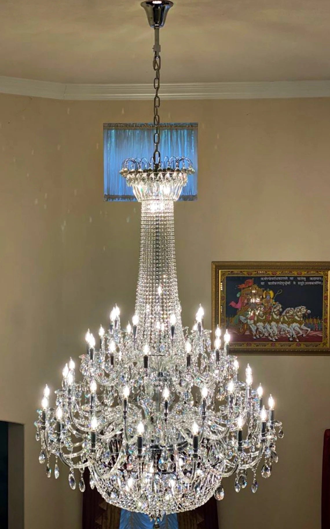 Extra Large European-style Multi-layers Candle Luxury Crystal Chandelier Gold Art Foyer/Staircase Decorative Light Fixture - 4 Layers /52+10 Lights/D57.1"*H78.7"(D145cm*H200cm)/120kgGoldWarm LightBlushlighting