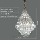Extra Large Foyer Pure Crystal Ceiling Light Fixture Living Room Entrance Staircase Chandelier - D33.5"*H47.2"/ 25 LightsBlushlighting