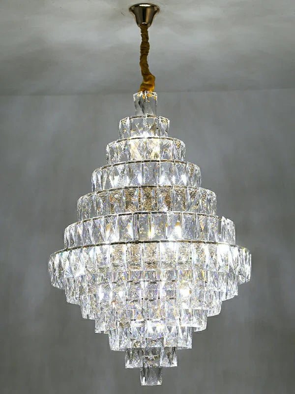 Extra Large Foyer Pure Crystal Ceiling Light Fixture Living Room Entrance Staircase Chandelier - D33.5"*H47.2"/ 25 LightsBlushlighting