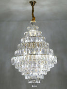 Extra Large Foyer Pure Crystal Ceiling Light Fixture Living Room Entrance Staircase Chandelier - D33.5"*H47.2"/ 25 LightsBlushlighting