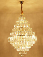Extra Large Foyer Pure Crystal Ceiling Light Fixture Living Room Entrance Staircase Chandelier - D33.5"*H47.2"/ 25 LightsBlushlighting