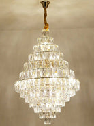 Extra Large Foyer Pure Crystal Ceiling Light Fixture Living Room Entrance Staircase Chandelier - D33.5"*H47.2"/ 25 LightsBlushlighting