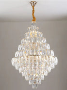Extra Large Foyer Pure Crystal Ceiling Light Fixture Living Room Entrance Staircase Chandelier - D33.5"*H47.2"/ 25 LightsBlushlighting