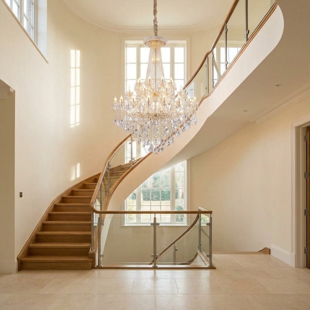 Extra Large French Candle Crystal Branch Chandelier for Foyer and Staircase - D31.5*H42.4"Warm LightBlushlighting