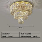 Extra Large Gold Flush Mount Crystal Light Round 3-layers Decorative Living Room/Dining Room Light Fixture-Chandeliers-Blushlighting-Blushlighting