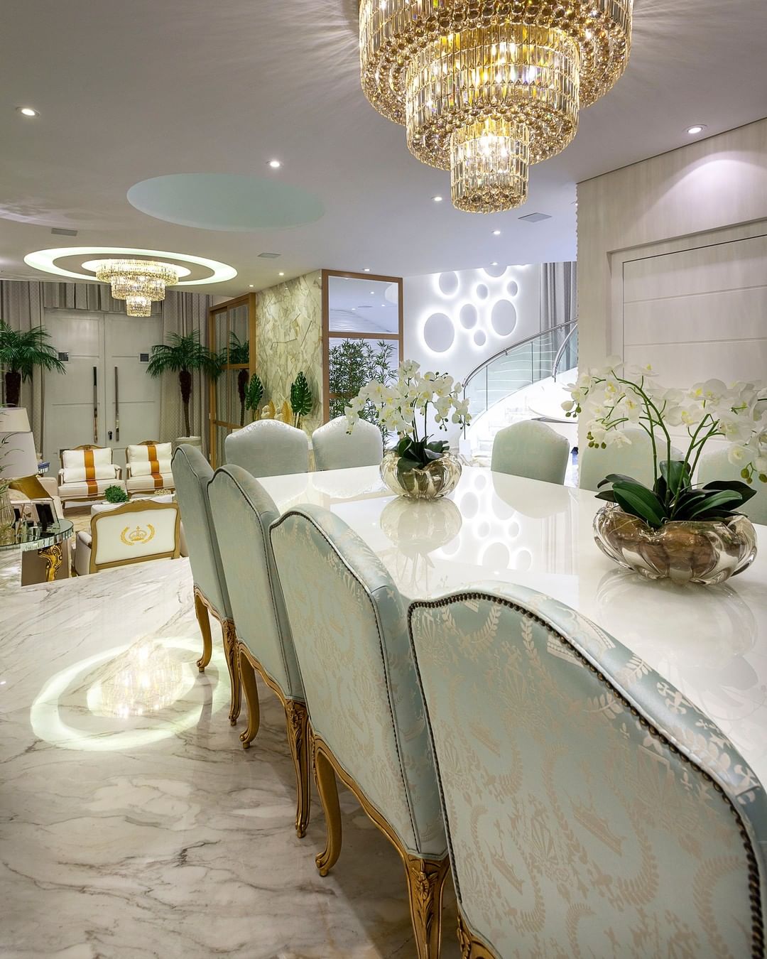 Extra Large Gold Flush Mount Crystal Light Round 3-layers Decorative Living Room/Dining Room Light Fixture-Chandeliers-Blushlighting-Blushlighting