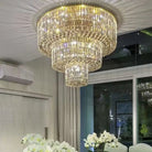 Extra Large Gold Flush Mount Crystal Light Round 3-layers Decorative Living Room/Dining Room Light Fixture-Chandeliers-Blushlighting-Blushlighting