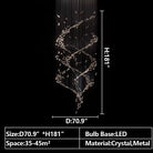 Extra Large Luxury Art Double Spiral Creative Crystal Chandelier For High - ceiling Foyer/Hallway/Entryway - D39.4"*H102.3"Warm LightBlushlighting