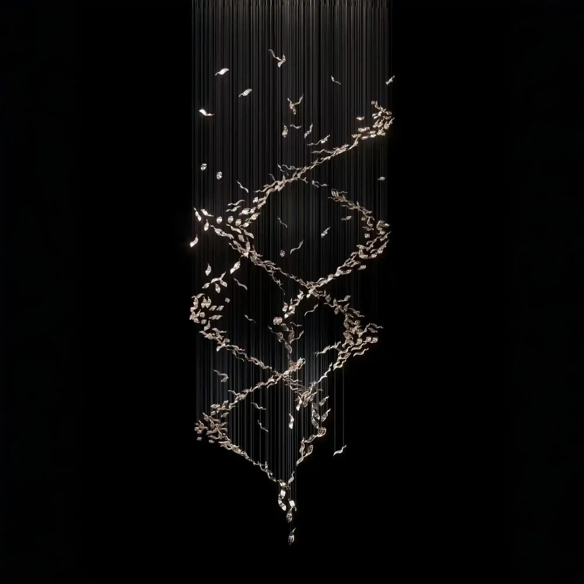 Extra Large Luxury Art Double Spiral Creative Crystal Chandelier For High - ceiling Foyer/Hallway/Entryway - D39.4"*H102.3"Warm LightBlushlighting