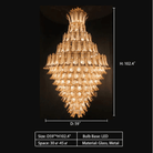 Extra Large Luxury Multi - tier Gold Pendant Glass Chandelier for Stairs/Large High - ceiling Room - D47.2"*H78.7"Warm LightBlushlighting