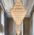 Extra Large Luxury Multi - tier Gold Pendant Glass Chandelier for Stairs/Large High - ceiling Room - D47.2"*H78.7"Warm LightBlushlighting
