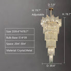 Extra Large Luxury Multi - tiered Crystal Chandelier - GoldD39.4"*H78.7"/64kgBlushlighting