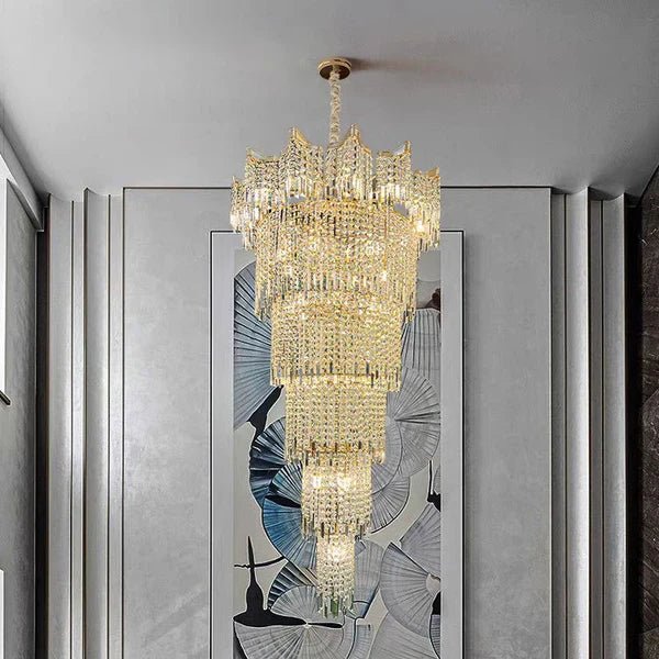 Extra Large Luxury Multi - tiered Crystal Chandelier - GoldD47.2"*H63"Blushlighting