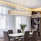 Extra Large Luxury Rectangle Crystal Pendant Chandelier for Living/Dining Room/Kitchen Island - L39.4"*W11.0"*H11.0"GoldBlushlighting