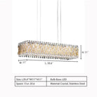 Extra Large Luxury Rectangle Crystal Pendant Chandelier for Living/Dining Room/Kitchen Island - L39.4"*W11.0"*H11.0"GoldBlushlighting