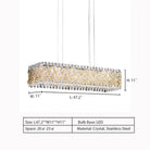 Extra Large Luxury Rectangle Crystal Pendant Chandelier for Living/Dining Room/Kitchen Island - L47.2"*W11.0"*H11.0"GoldBlushlighting