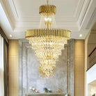 Extra Large Modern Multi - layers Gold/Black Light Luxury Crystal Chandelier For 2 - Story Living Room,Foyer - D31.5"*H51.2"GoldBlushlighting