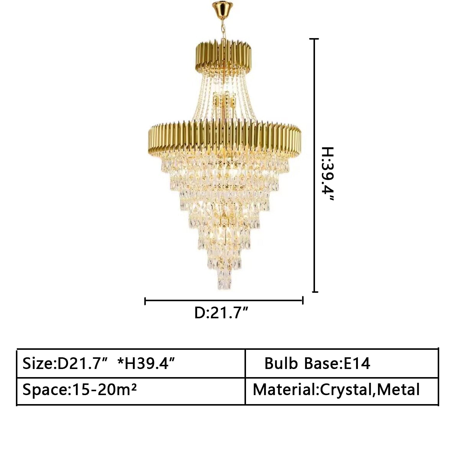 Extra Large Modern Multi - layers Gold/Black Light Luxury Crystal Chandelier For 2 - Story Living Room,Foyer - D31.5"*H51.2"GoldBlushlighting