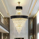Extra Large Modern Multi - layers Gold/Black Light Luxury Crystal Chandelier For 2 - Story Living Room,Foyer - D31.5"*H51.2"GoldBlushlighting