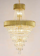 Extra Large Modern Multi - layers Gold/Black Light Luxury Crystal Chandelier For 2 - Story Living Room,Foyer - D31.5"*H51.2"GoldBlushlighting