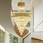 Extra Large Modern Multi - layers Gold/Black Light Luxury Crystal Chandelier For 2 - Story Living Room,Foyer - D31.5"*H51.2"GoldBlushlighting