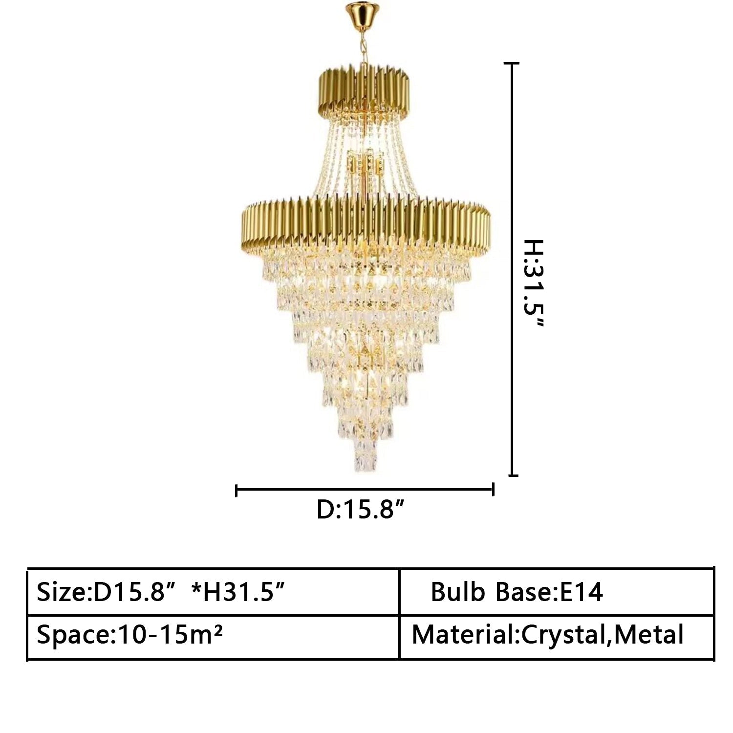 Extra Large Modern Multi - layers Gold/Black Light Luxury Crystal Chandelier For 2 - Story Living Room,Foyer - D31.5"*H51.2"GoldBlushlighting