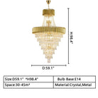 Extra Large Modern Multi - layers Gold/Black Light Luxury Crystal Chandelier For 2 - Story Living Room,Foyer - D31.5"*H51.2"GoldBlushlighting