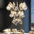 Extra Large Modern Paper Chandelier For Staircase / Foyer Villa Hall Ceiling - D29.53"*H78.74" / 8 LightsGoldBlushlighting