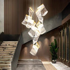 Extra Large Modern Paper Chandelier For Staircase / Foyer Villa Hall Ceiling - D29.53"*H78.74" / 8 LightsGoldBlushlighting