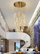 Extra Large Modern Spiral Crystal Ceiling Light Decoration for Staircase/ High Ceiling Living Room/ Hotel Lobby/ Hallway - 25 Lights: D31.5"*H118.0"Warm LightBlushlighting