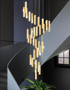 Extra Large Modern Spiral Crystal Ceiling Light Decoration for Staircase/ High Ceiling Living Room/ Hotel Lobby/ Hallway - 25 Lights: D31.5"*H118.0"Warm LightBlushlighting