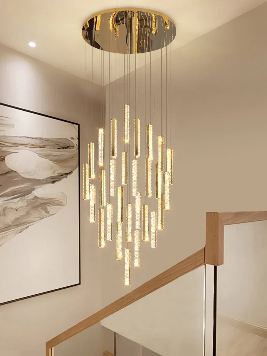 Extra Large Modern Spiral Crystal Ceiling Light Decoration for Staircase/ High Ceiling Living Room/ Hotel Lobby/ Hallway - 25 Lights: D31.5"*H118.0"Warm LightBlushlighting