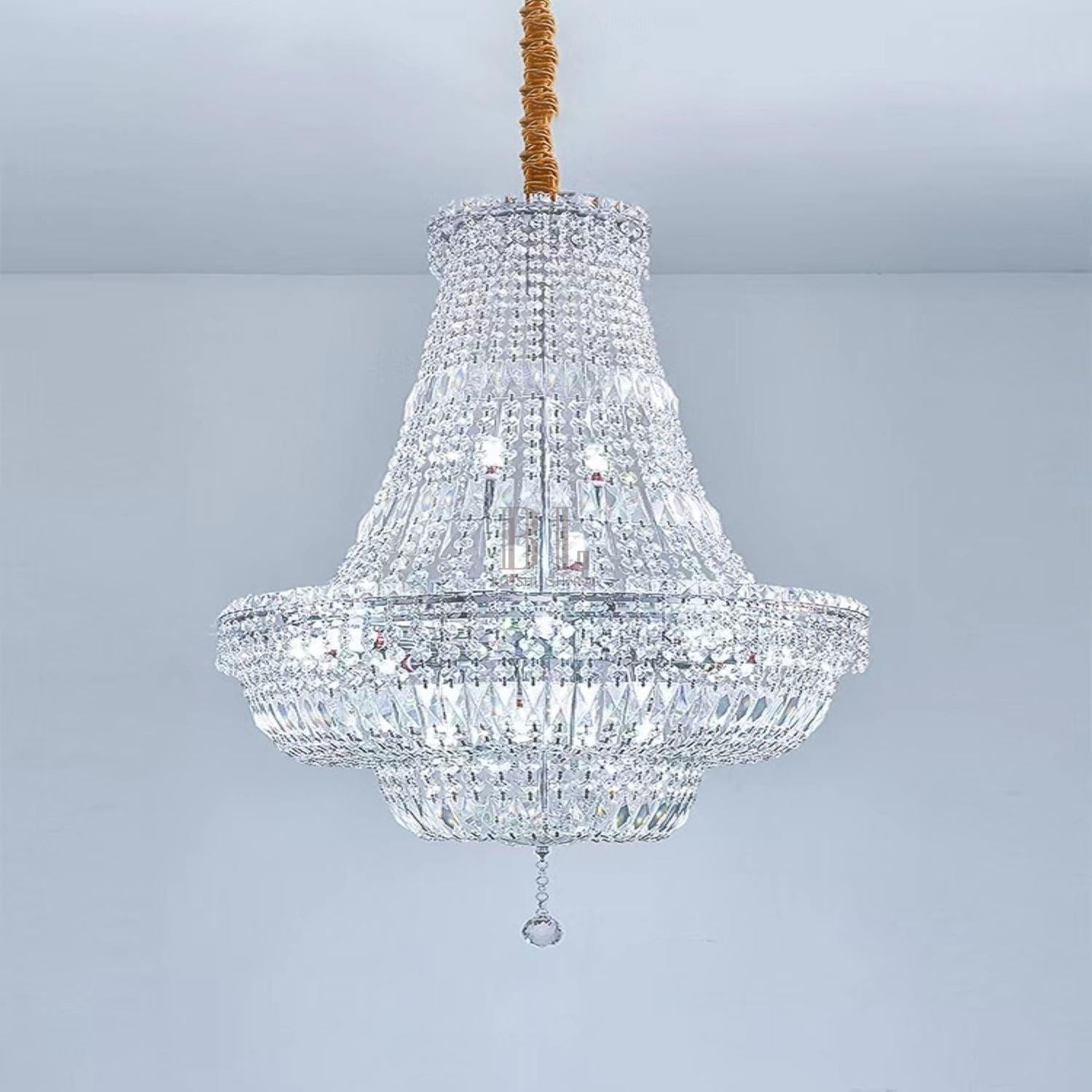 Extra Large Multi - layer Modern Light Luxury Crystal Chandelier for Living / Dining Room / Villa - D39.4"*H57.1"Blushlighting