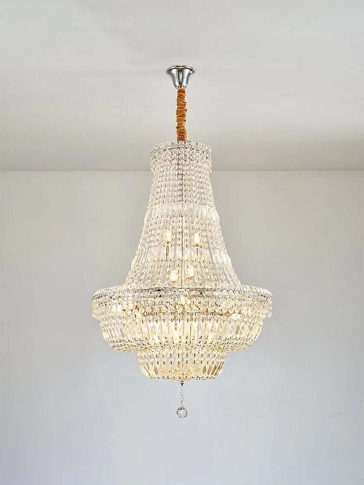Extra Large Multi - layer Modern Light Luxury Crystal Chandelier for Living / Dining Room / Villa - D27.6"*H41.4"Blushlighting