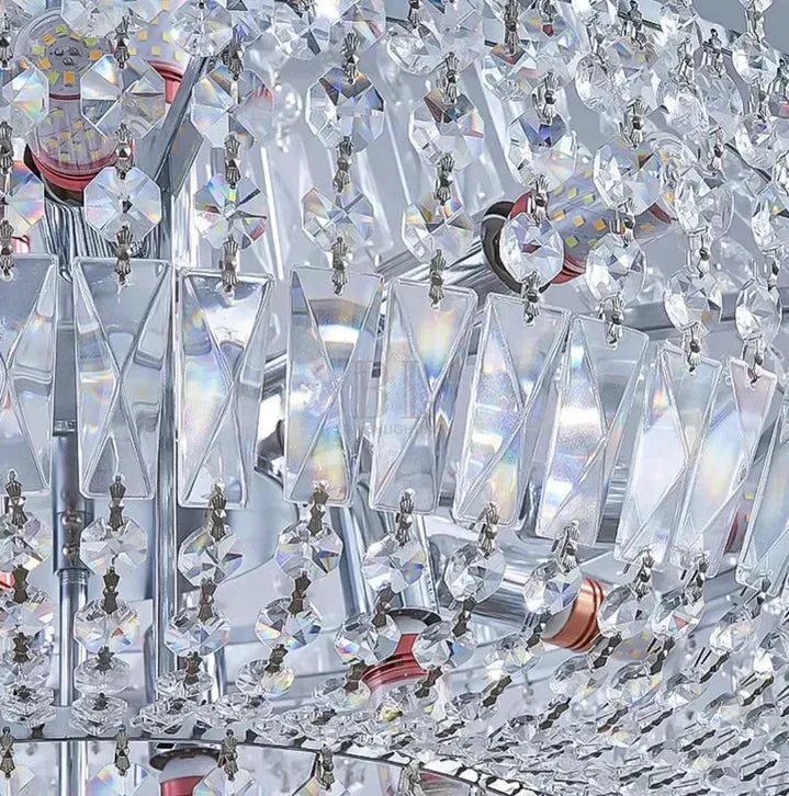 Extra Large Multi - layer Modern Light Luxury Crystal Chandelier for Living / Dining Room / Villa - D39.4"*H57.1"Blushlighting