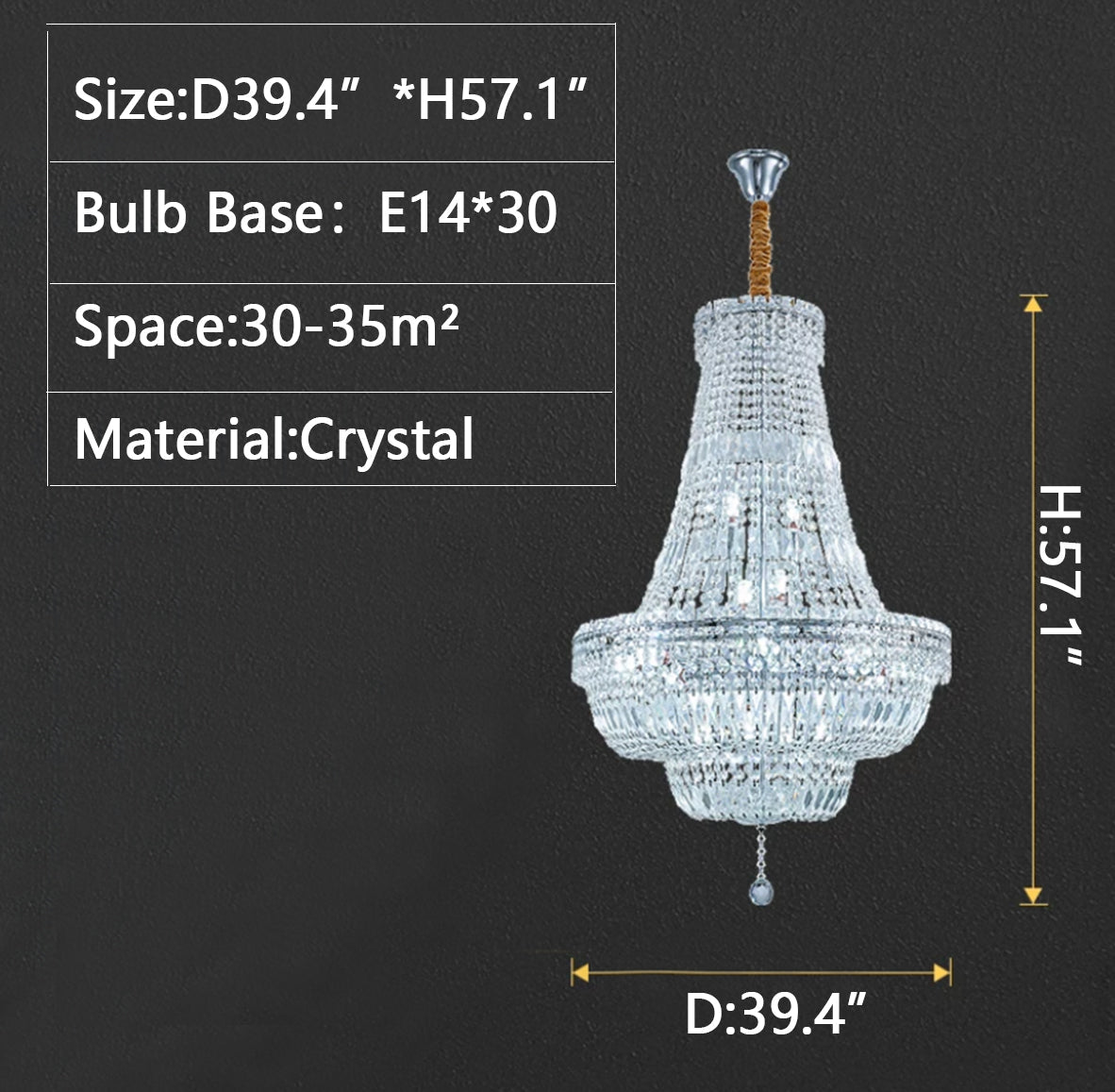 Extra Large Multi - layer Modern Light Luxury Crystal Chandelier for Living / Dining Room / Villa - D27.6"*H41.4"Blushlighting