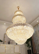 Extra Large Multi - layers Gold Luxury Crystal Chandelier Modern Empire Decrative Crystal Light For Living Room/Foyer/Staircase - Blushlighting