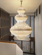 Extra Large Multi - layers Gold Luxury Crystal Chandelier Modern Empire Decrative Crystal Light For Living Room/Foyer/Staircase - Blushlighting