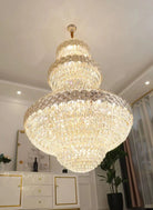 Extra Large Multi - layers Gold Luxury Crystal Chandelier Modern Empire Decrative Crystal Light For Living Room/Foyer/Staircase - Blushlighting