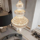 Extra Large Multi - layers Gold Luxury Crystal Chandelier Modern Empire Decrative Crystal Light For Living Room/Foyer/Staircase - D31.5"*H47.2"Warm LightBlushlighting