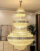 Extra Large Multi - layers Gold Luxury Crystal Chandelier Modern Empire Decrative Crystal Light For Living Room/Foyer/Staircase - Blushlighting