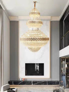 Extra Large Multi - layers Gold Luxury Crystal Chandelier Modern Empire Decrative Crystal Light For Living Room/Foyer/Staircase - D31.5"*H47.2"Warm LightBlushlighting