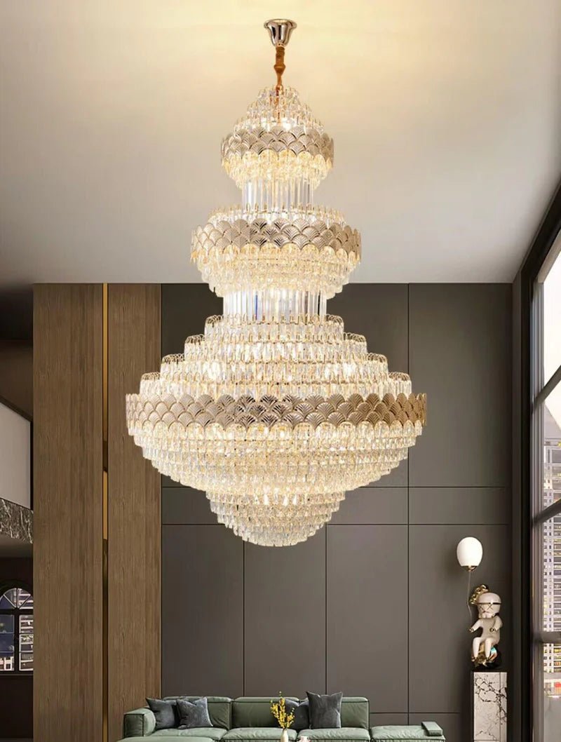 Extra Large Multi - layers Gold Luxury Crystal Chandelier Modern Empire Decrative Crystal Light For Living Room/Foyer/Staircase - Blushlighting