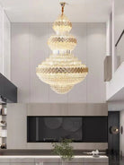 Extra Large Multi - layers Gold Luxury Crystal Chandelier Modern Empire Decrative Crystal Light For Living Room/Foyer/Staircase - Blushlighting